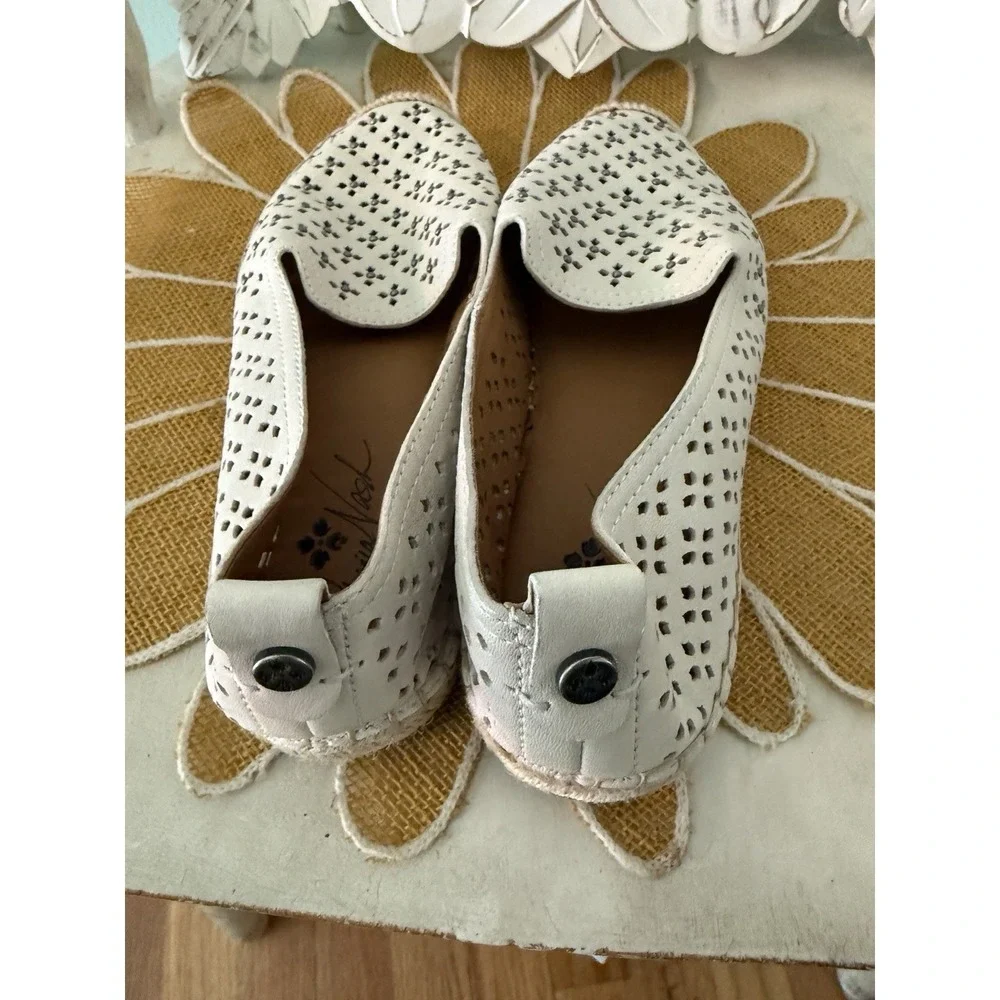 Patricia Nash‎ Elena White Leather Perforated Espadrille Flats Shoes Boho 8.5